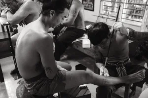 A group of people sitting in a room